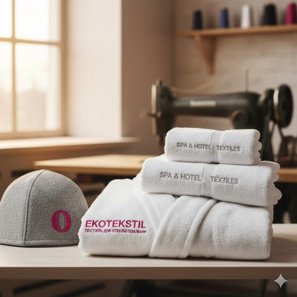 Услуги вышивки логотипов на полотенцах и халатах, брендирование текстиля