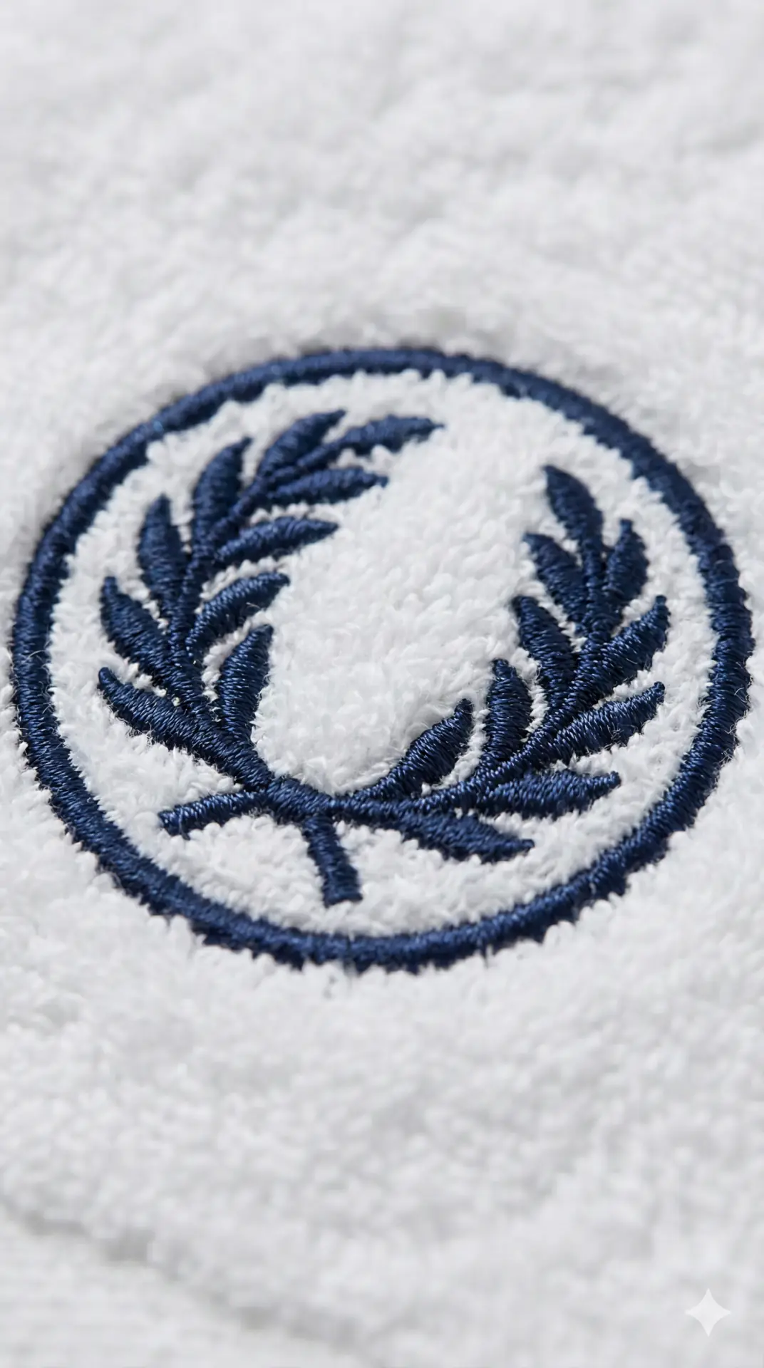 Макросъемка вышивки логотипа на халате